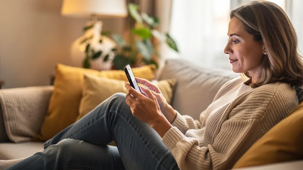 Personne utilisant application mobile de prêt immobilier